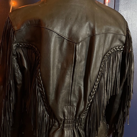COPY - EUC Ladies Leather jacket with fringe and braided accents. - Picture 12 of 13